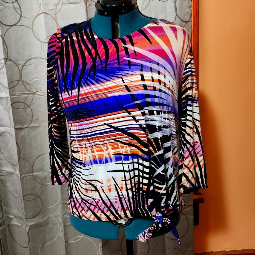 Ruby Rd colored polyester top with tie - Large